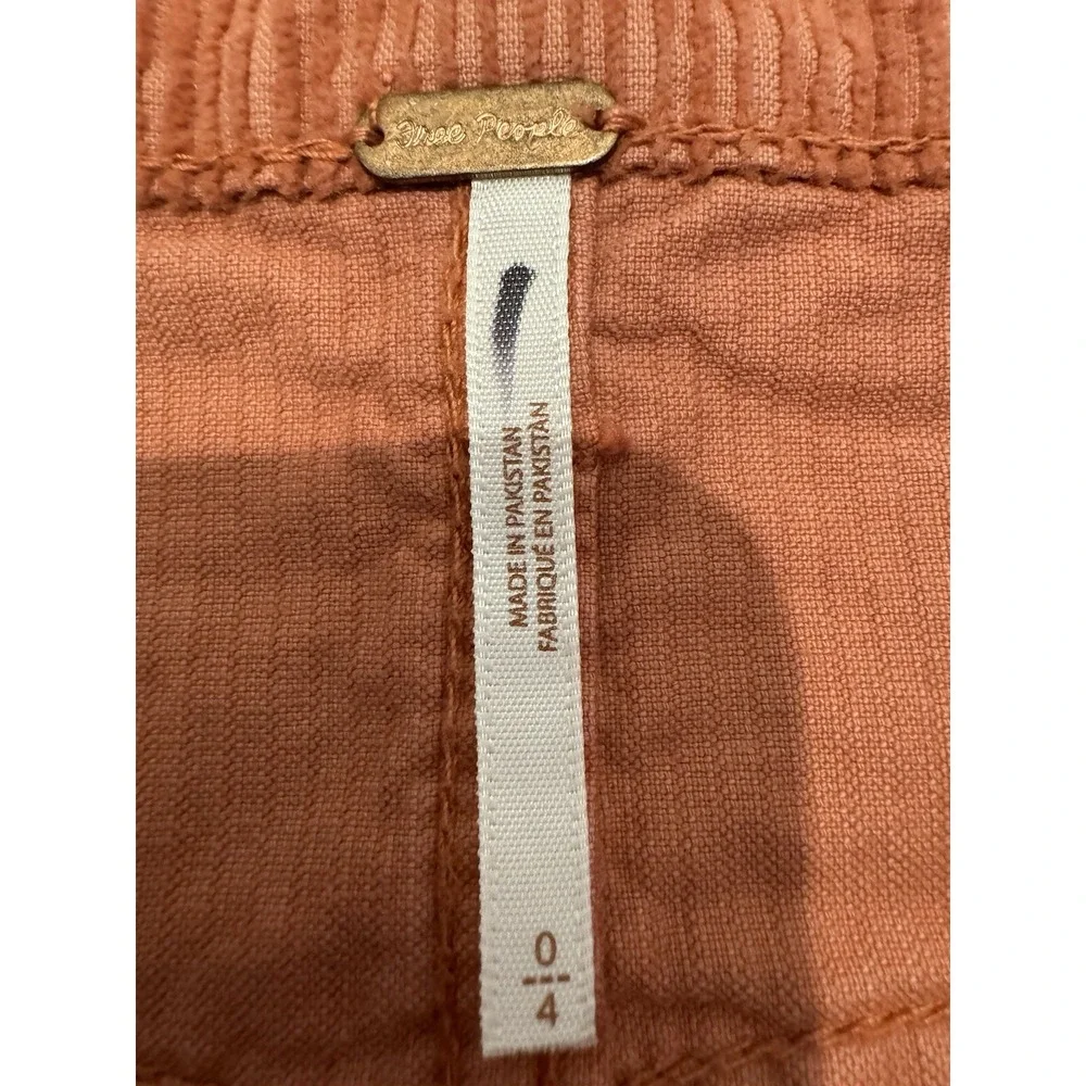 Free People Womens Sz 0/4 Corduroy Mini‎ Skirt Orange70s Retro Cottagecore Indie